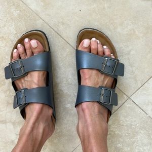 Birkenstock sandals size 42 (11). Worn. Good condition. Metallics slate.